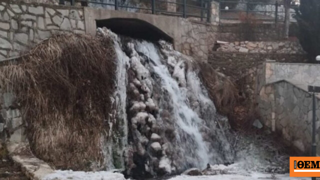 Φλώρινα: Πάγωσε ο καταρράκτης από την χαμηλή θερμοκρασία